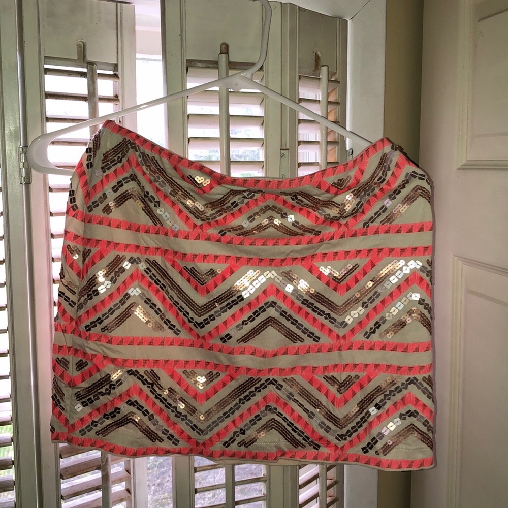Sequin Aztec print mini skirt